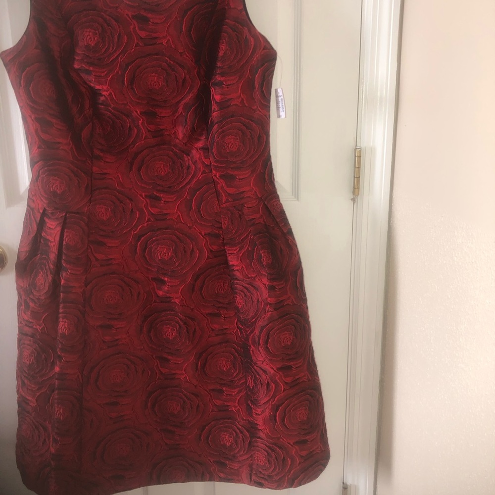 Formal Red Rose Detail Sleeveless Dress